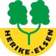 Logo met twee groene bomen op een gele halve cirkel met de tekst HERIKE-ELSEN in zwarte letters.