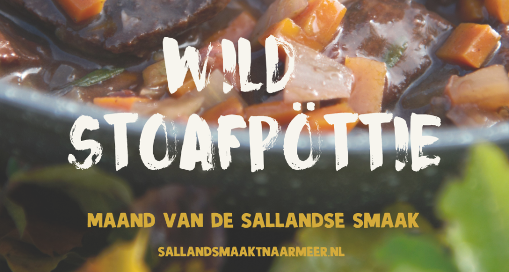 Close-up van een wildstoofpotje met groenten, gepromoot als onderdeel van de maand van de Sallandse smaak.