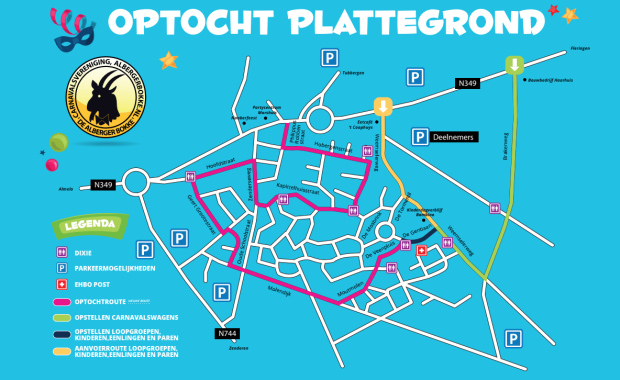 Plattegrond optocht Albergen