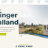 Website-afbeelding met fietsroutes door Salland, Nederland, en twee mensen fietsen in de natuur.
