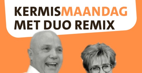 Affiche voor Kermismaandag bij Cultuurhuus Bathmen met Duo Remix en stamppot boerenkool, reserveren verplicht.