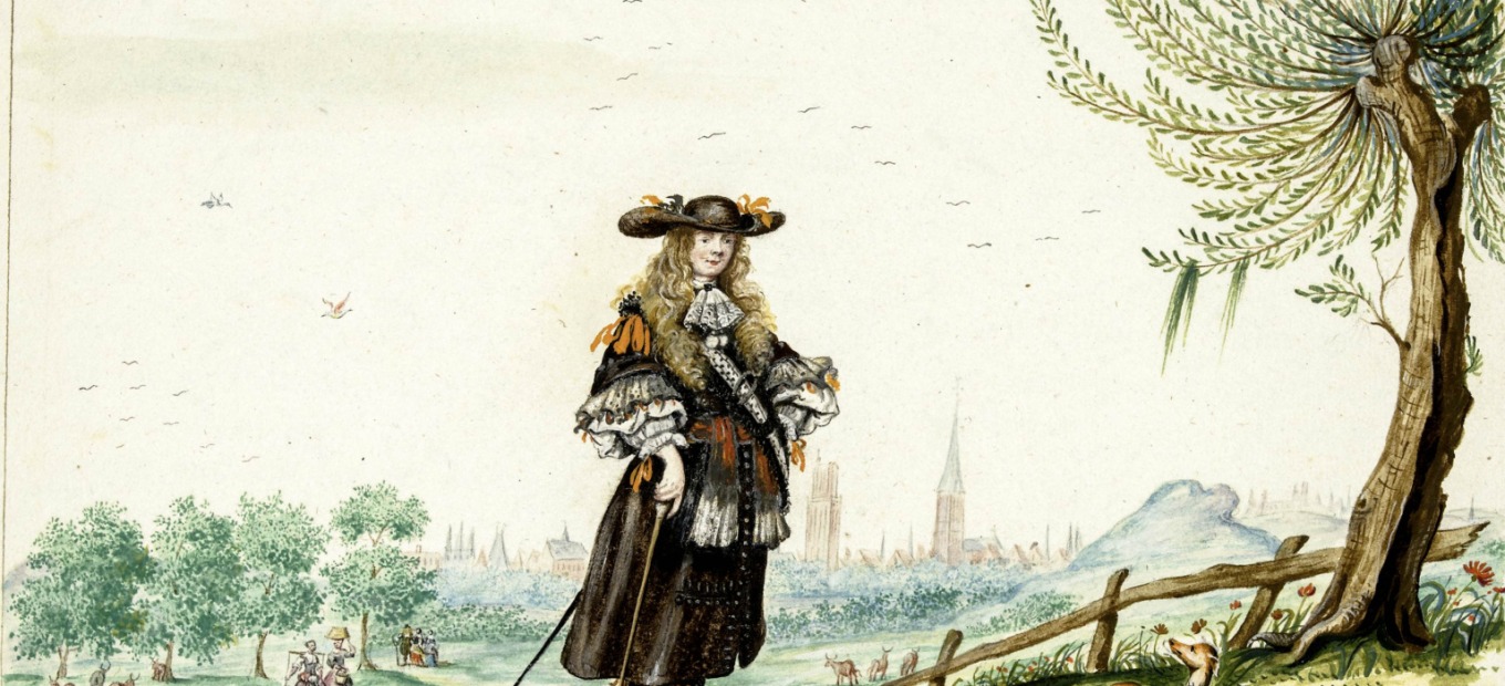 Gesina ter Borch. Moses in militair kostuum tegen de achtergrond van Zwolle. Ca. 1666. 