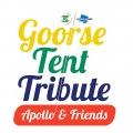 Logo van het Goors Tent Tribute evenement met kleurrijke tekst en de namen Apollo & Friends genoemd.