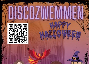 Poster for Disco Swimming with a Harry Potter and Halloween theme on October 24 at Carrousel Pool Ommen.