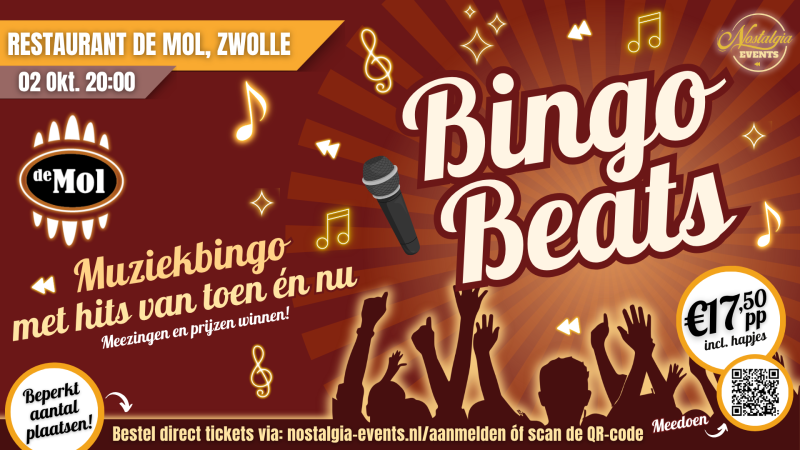 Bingo Beats - Zwolle - Muziekbingo met hits van toen én nu
