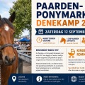 Affiche voor de Paarden- & Ponmarkt Denekamp 2026 op 12 september, met paard en informatie over het evenement.