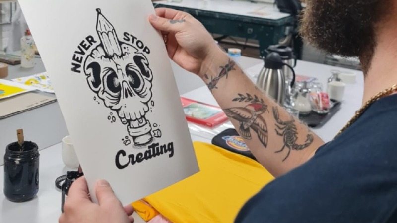 Workshop Zeefdruk: poster met tekst - Workshop